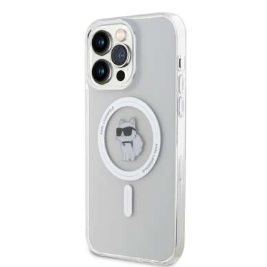 iPhone 15 PRO MAX transparent MagSafe Choupette IML KARL LAGERFELD nugarėlė 1