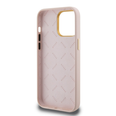 iPhone 15 PRO pink Silicone Script Metal Logo&Frame GUESS nugarėlė 6