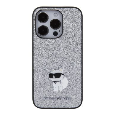 iPhone 15 PRO silver Fixed Glitter Metal PIN KARL LAGERFELD nugarėlė 2