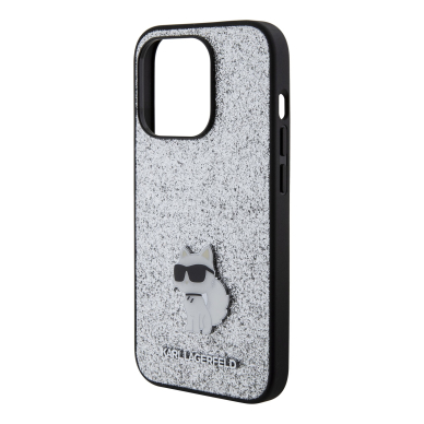 iPhone 15 PRO silver Fixed Glitter Metal PIN KARL LAGERFELD nugarėlė 5