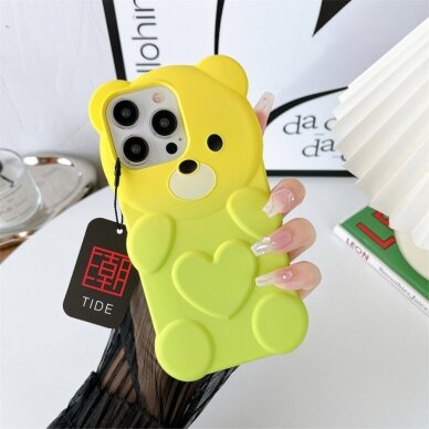 iPhone 15 PRO Tracy nugarėlė 3D Bear Yellow/Green