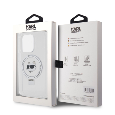 iPhone 15 PRO white Ring Stand MagSafe Choupette Head KARL LAGERFELD nugarėlė 7