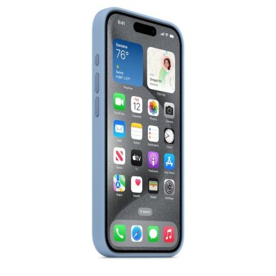 iPhone 15 PRO Winter Blue Original Silicone MagSafe nugarėlė MT1L3FE/A 2