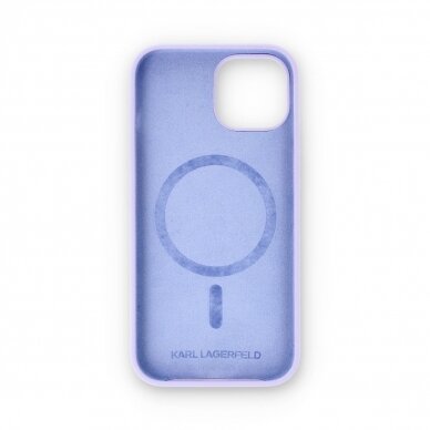iPhone 15 / 14 / 13 purple Magsafe Silicone KC Heads Ring KARL LAGERFELD nugarėlė 1