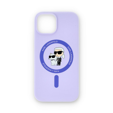 iPhone 15 / 14 / 13 purple Magsafe Silicone KC Heads Ring KARL LAGERFELD nugarėlė