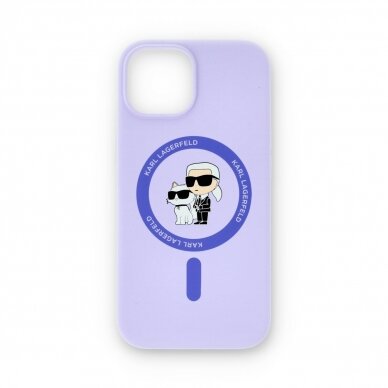 iPhone 15 / 14 / 13 purple Magsafe Silicone KC Heads Ring KARL LAGERFELD nugarėlė