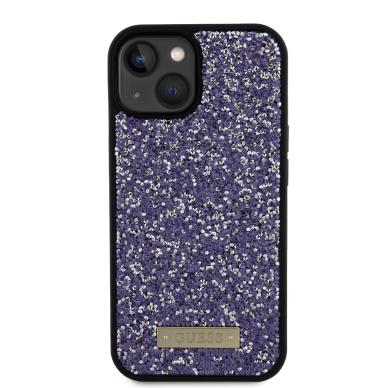 iPhone 15 / 14 / 13 purple Rhinestone Metal Logo GUESS nugarėlė 6