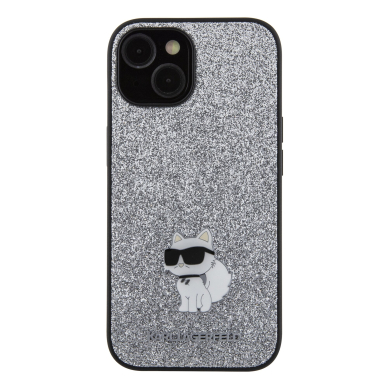 iPhone 15 / 14 / 13 silver Fixed Glitter Metal PIN KARL LAGERFELD nugarėlė 2