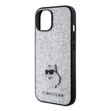 iPhone 15 / 14 / 13 silver Fixed Glitter Metal PIN KARL LAGERFELD nugarėlė 5