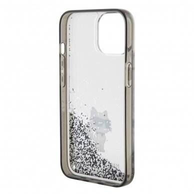 iPhone 15 / 14 / 13 silver Liquid Glitter Choupette KARL LAGERFELD nugarėlė 6