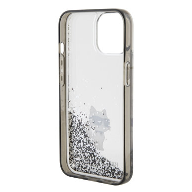 iPhone 15 / 14 / 13 silver Liquid Glitter Choupette KARL LAGERFELD nugarėlė 6