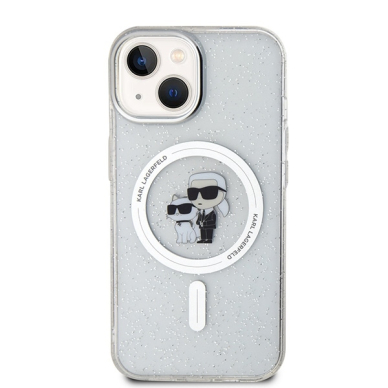 iPhone 15 / 14 / 13 transparent Glitter MagSafe Karl&Choupette KARL LAGERFELD nugarėlė 10