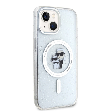 iPhone 15 / 14 / 13 transparent Glitter MagSafe Karl&Choupette KARL LAGERFELD nugarėlė 11