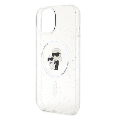 iPhone 15 / 14 / 13 transparent Glitter MagSafe Karl&Choupette KARL LAGERFELD nugarėlė 13