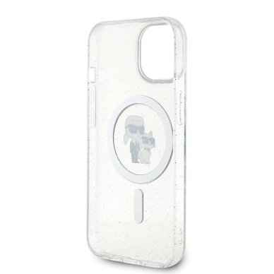 iPhone 15 / 14 / 13 transparent Glitter MagSafe Karl&Choupette KARL LAGERFELD nugarėlė 6