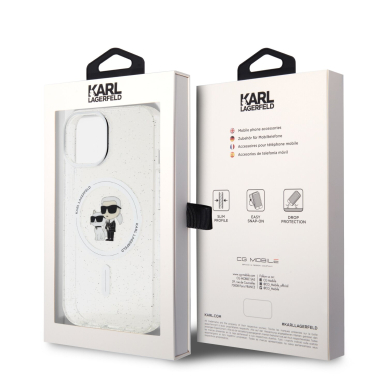 iPhone 15 / 14 / 13 transparent Glitter MagSafe Karl&Choupette KARL LAGERFELD nugarėlė 7