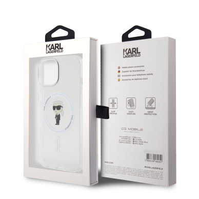 iPhone 15 / 14 / 13 transparent MagSafe Ikonik IML KARL LAGERFELD nugarėlė 7