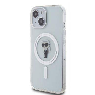 iPhone 15 / 14 / 13 transparent MagSafe Ikonik IML KARL LAGERFELD nugarėlė 1