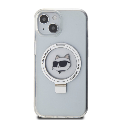 iPhone 15 / 14 / 13 white Ring Stand MagSafe Choupette Head KARL LAGERFELD nugarėlė 2