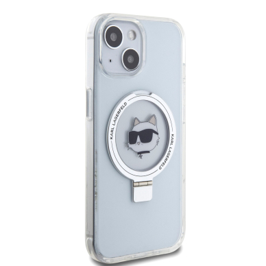 iPhone 15 / 14 / 13 white Ring Stand MagSafe Choupette Head KARL LAGERFELD nugarėlė 3