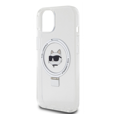 iPhone 15 / 14 / 13 white Ring Stand MagSafe Choupette Head KARL LAGERFELD nugarėlė 5