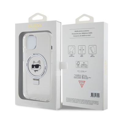 iPhone 15 / 14 / 13 white Ring Stand MagSafe Choupette Head KARL LAGERFELD nugarėlė 7