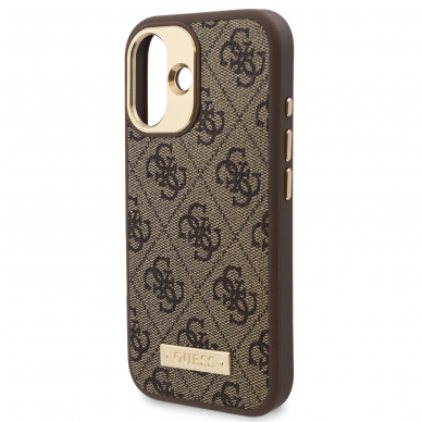 iPhone 16 brown Magsafe 4G PU Logo Plate GUESS nugarėlė 6