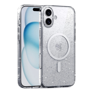 iPhone 16 clear Glitter MagSafe Mr. Monkey nugarėlė