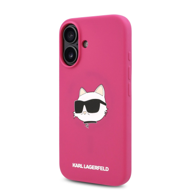 iPhone 16 fuschia Magsafe Sil Choupette Head Print KARL LAGERFELD nugarėlė 1