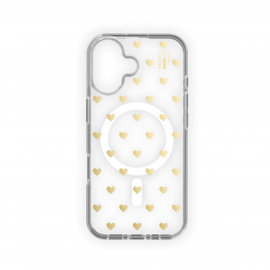 iPhone 16 iDeal Of Sweden Clear MagSafe nugarėlė Golden Hearts