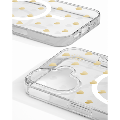iPhone 16 iDeal Of Sweden Clear MagSafe nugarėlė Golden Hearts 3