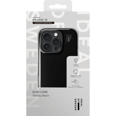 iPhone 16 iDeal Of Sweden Slim MagSafe Glossy Black nugarėlė 3