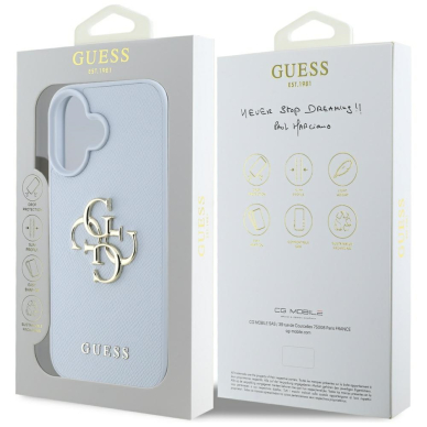 iPhone 16 light blue Big 4G Logo Classic GUESS nugarėlė 7