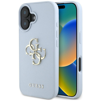 iPhone 16 light blue Big 4G Logo Classic GUESS nugarėlė