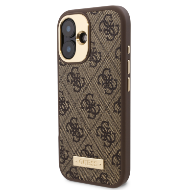 iPhone 16 PLUS brown Magsafe 4G PU Logo Plate GUESS nugarėlė 1