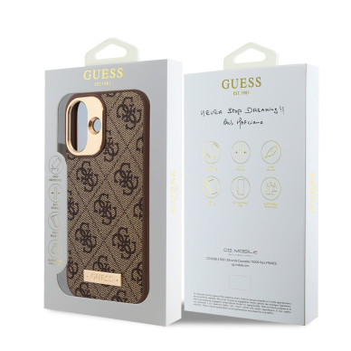 iPhone 16 PLUS brown Magsafe 4G PU Logo Plate GUESS nugarėlė 7
