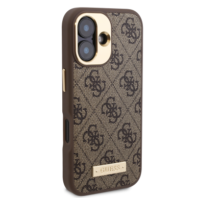 iPhone 16 PLUS brown Magsafe 4G PU Logo Plate GUESS nugarėlė 4