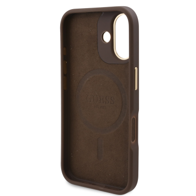 iPhone 16 PLUS brown Magsafe 4G PU Logo Plate GUESS nugarėlė 5