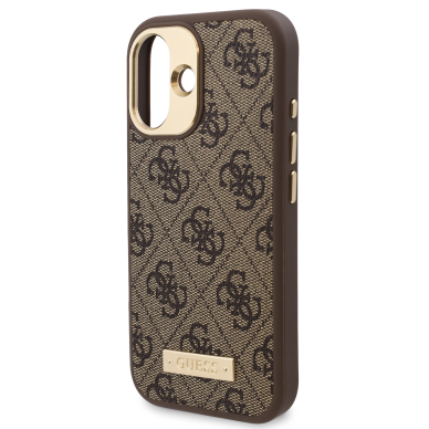 iPhone 16 PLUS brown Magsafe 4G PU Logo Plate GUESS nugarėlė 6