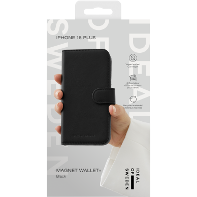 iPhone 16 PLUS iDeal Of Sweden dėklas Magnet Wallet+ Magsafe Black 2