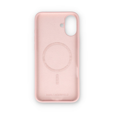 iPhone 16 PLUS pink Magsafe Silicone KC Heads Ring KARL LAGERFELD nugarėlė 1
