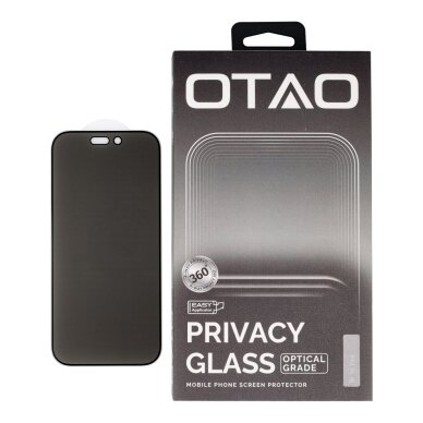 iPhone 16 PRO black pilnas OTAO Premium PRIVACY 360 apsauginis stiklas