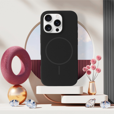 iPhone 16 PRO black SLIM SILICONE MagSafe nugarėlė 4