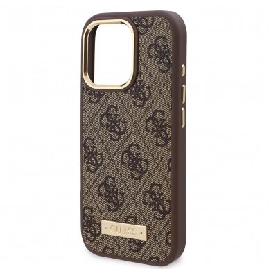 iPhone 16 PRO brown Magsafe 4G PU Logo Plate GUESS nugarėlė 5