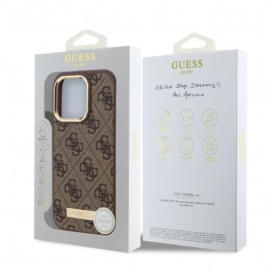 iPhone 16 PRO brown Magsafe 4G PU Logo Plate GUESS nugarėlė 7