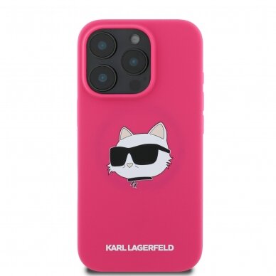 iPhone 16 PRO fuschia Magsafe Sil Choupette Head Print KARL LAGERFELD nugarėlė 2