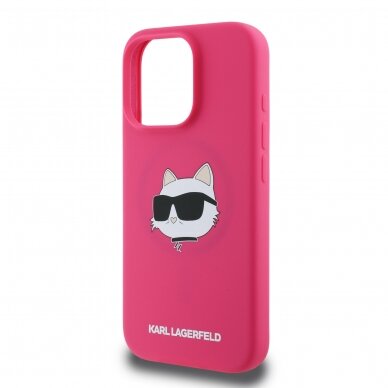 iPhone 16 PRO fuschia Magsafe Sil Choupette Head Print KARL LAGERFELD nugarėlė 5