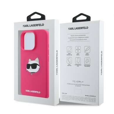 iPhone 16 PRO fuschia Magsafe Sil Choupette Head Print KARL LAGERFELD nugarėlė 7