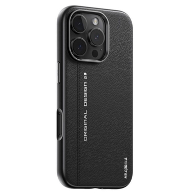 iPhone 16 PRO MAX black Leather Magsafe Mr. Monkey nugarėlė