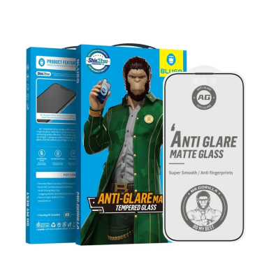 iPhone 16 PRO MAX black pilnas Mr.Monkey 5D MATTE stiklas